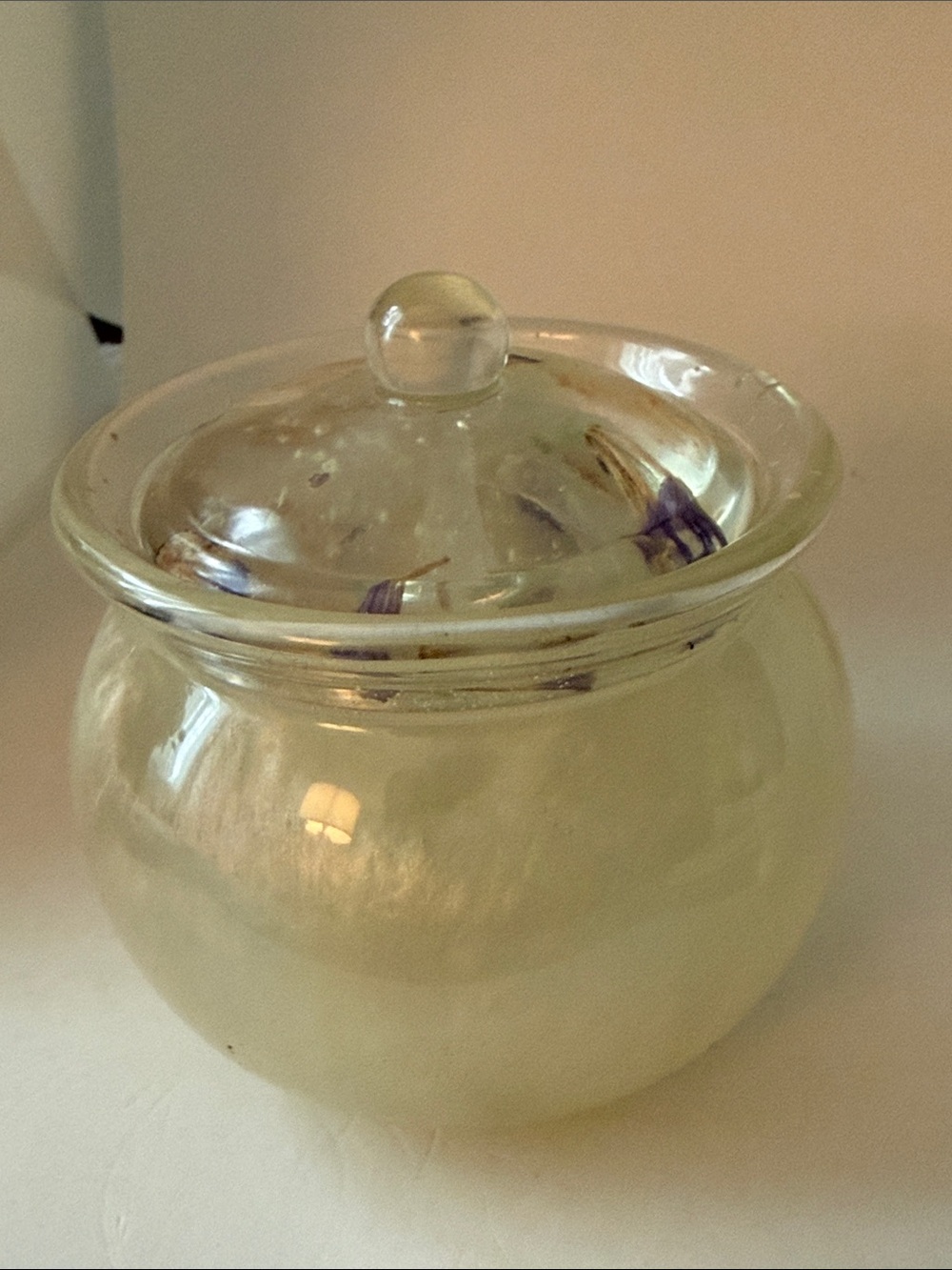 Iridescent Cream Resin Jar with Lid - Decorative Home Accent